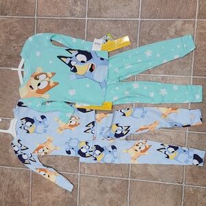 New Bluey & Bingo Snug Fit Cotton Cartoon 4 Piece Kids Pajama Set Size 4T